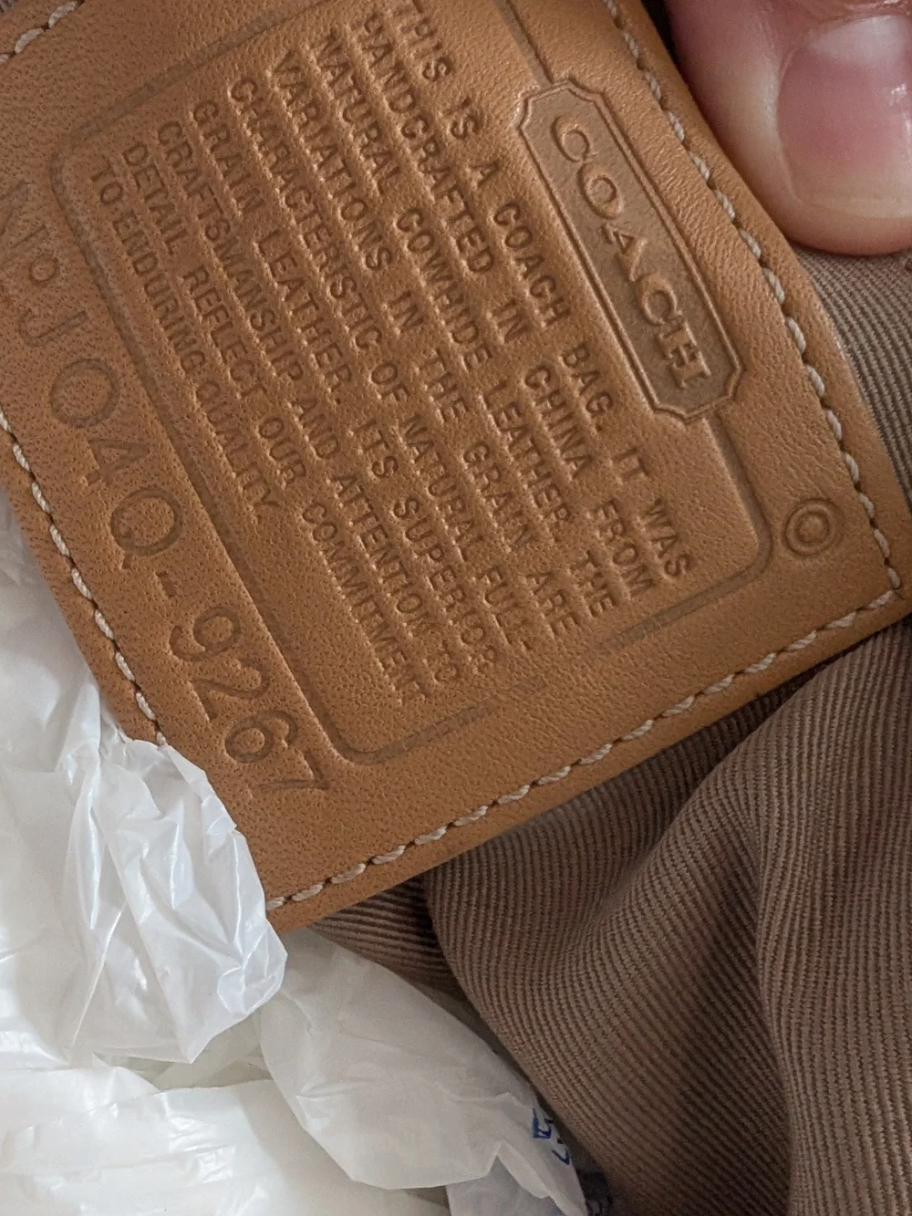 Coach Tan Leather Satchel Bag with Buckle Detail